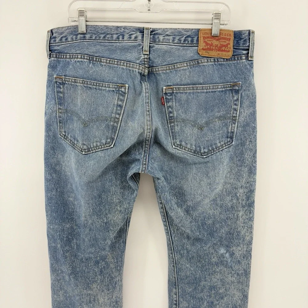 Levi's 502 Regular Taper Jeans Men 36x32 Light Faded Stonewash Button Fly